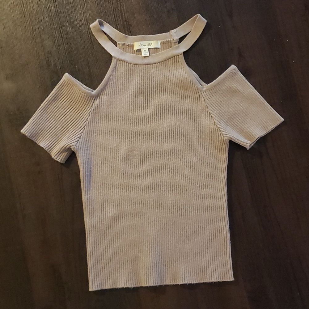 Cold Shoulder Crop Top Knit Sweater